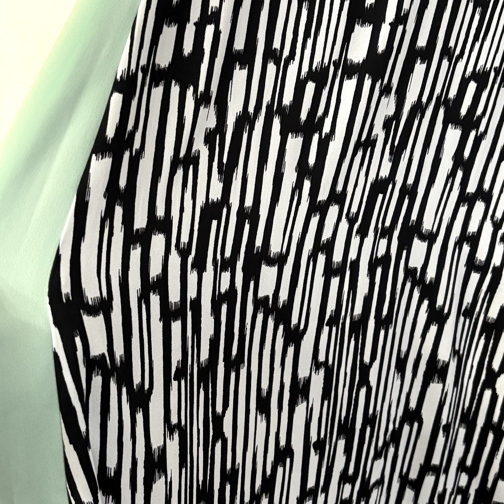 Stylish Black and White Patterned Dress with Mint Accents - Picture 8 of 8